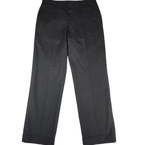 All Wool Gray Pinstripe Dress Pants Vintage Made in Hong Kong Cuffed
